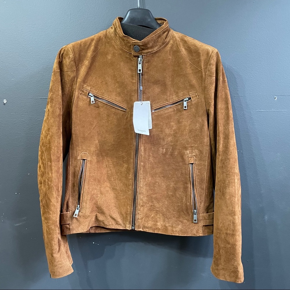 Mango Men's XS Leather Biker Blouson Jacket
